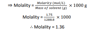 calculate the molality of glycerin from it's given molarity