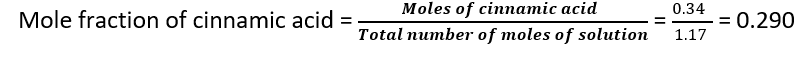 calculating Mole fraction of cinnamic acid