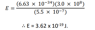 calculating energy of photon from given wavelength or lambda