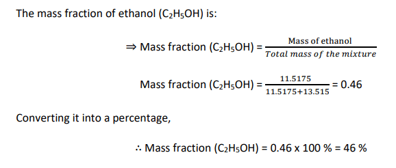 calculating mass fraction of ethanol from mole fraction