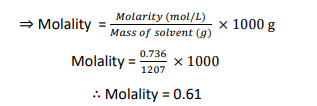 calculating molality of NaCl from molarity