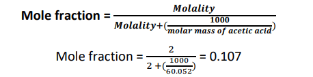 calculating mole fraction of acetic acid from molality