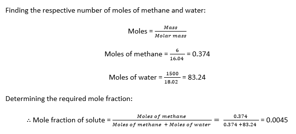 calculating mole fraction of methane from ppm