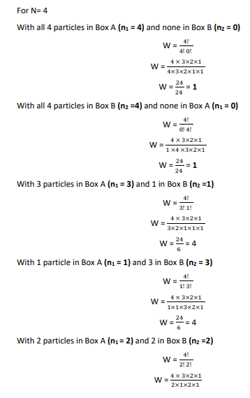 calculating possible arrangement in s= klnW property