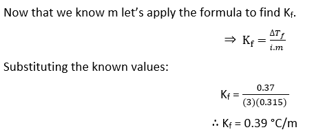 calculating the value of Kf for acetic acid