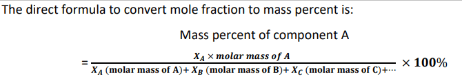 direct formula to convert mole fraction to mass percent