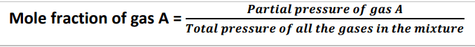 formula to calculate the mole fraction of a gas using partial pressures