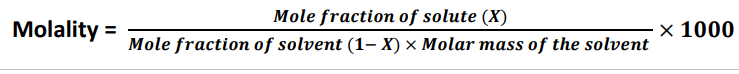 formula to convert molality into mole fraction