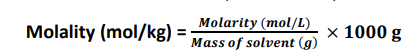 formula to convert molarity into molality