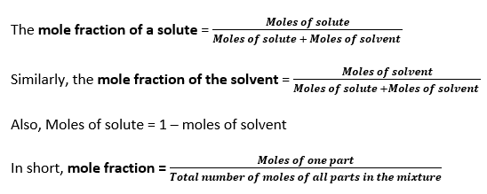 mole fraction of solute and solvent