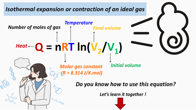 q=nrt ln(v2/v1) equation in chemistry