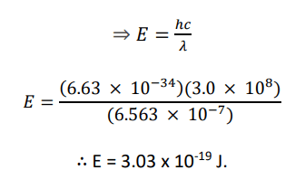 using E= hc/wavelength(λ) formula to calculate energy