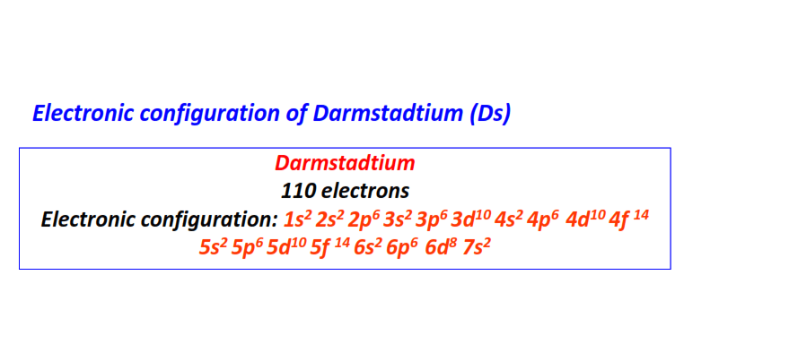 Electron configuration for Darmstadtium (Ds)