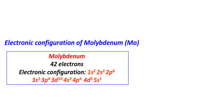 Electron configuration for Molybdenum (Mo)