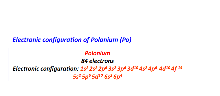 Electron configuration for Polonium (Po)