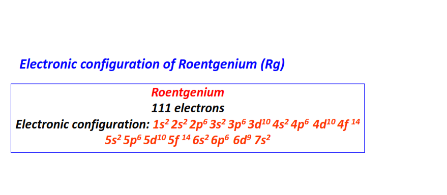 Electron configuration for Roentgenium (Rg)