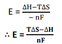 Delta G = -nFE and ∆G = ∆H - T∆S relation formula