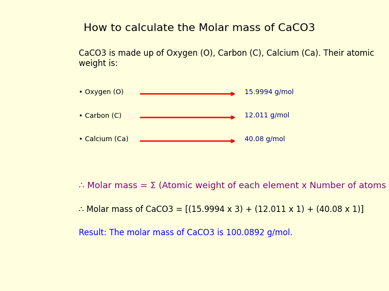 How to calculate the molar mass of Calcium carbonate (CaCO3)
