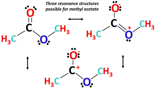 three resonance structures are possible for methyl acetate